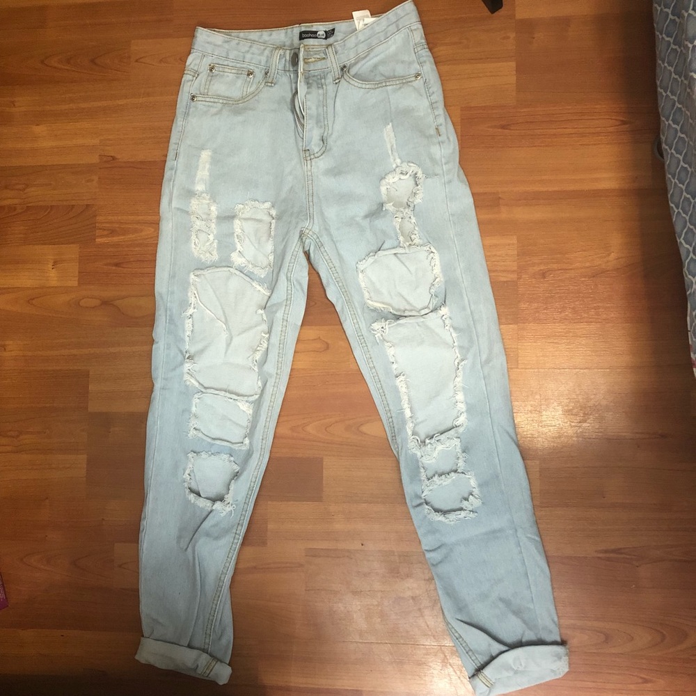 Distressed mom jeans